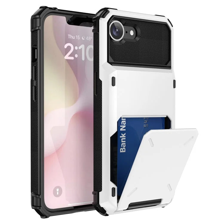 For iPhone SE (2024) Phone Cover PC+TPU Dual Layer Back Case with Card Holder