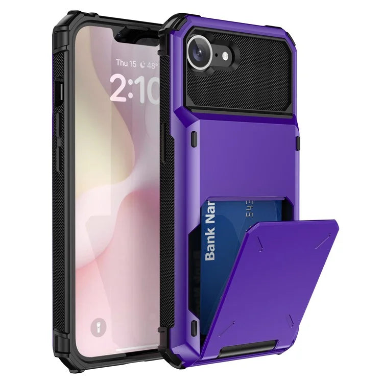 For iPhone SE (2024) Phone Cover PC+TPU Dual Layer Back Case with Card Holder