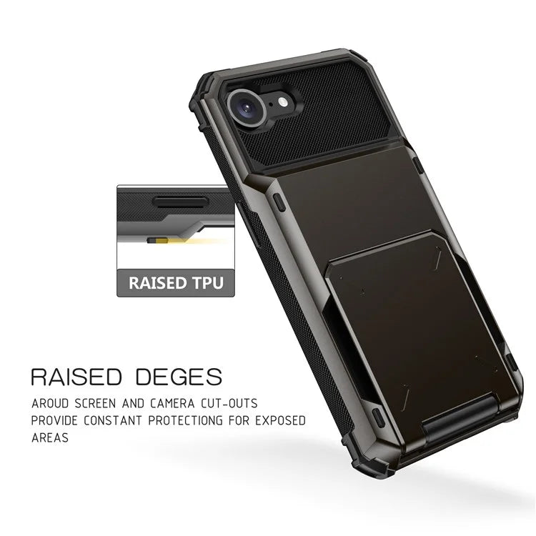 For iPhone SE (2024) Phone Cover PC+TPU Dual Layer Back Case with Card Holder