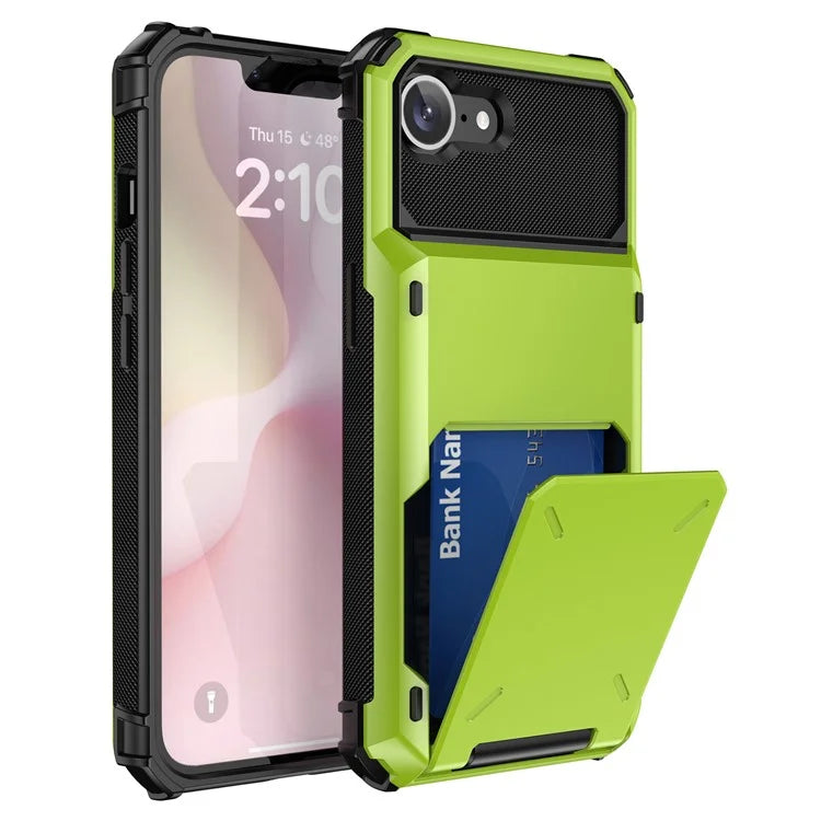For iPhone SE (2024) Phone Cover PC+TPU Dual Layer Back Case with Card Holder