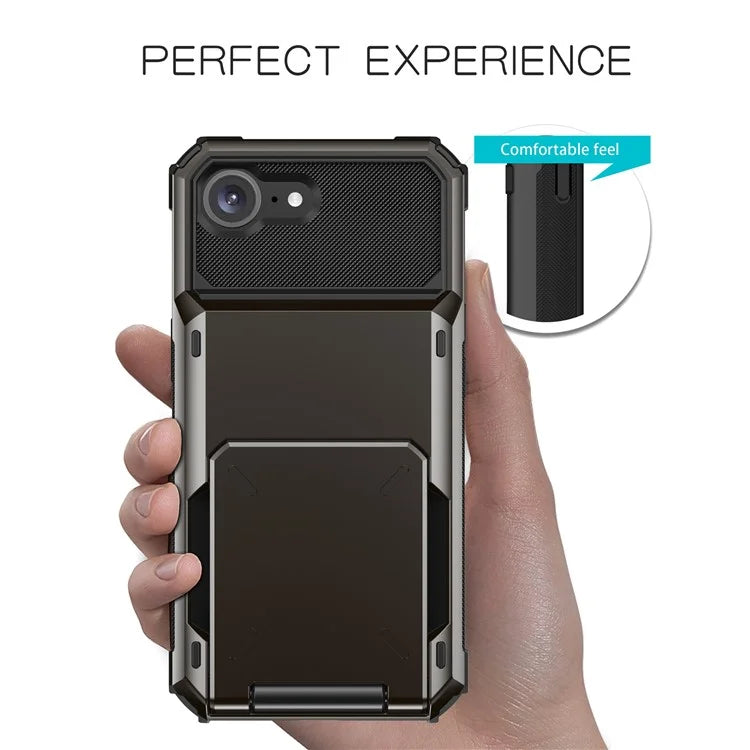 For iPhone SE (2024) Phone Cover PC+TPU Dual Layer Back Case with Card Holder