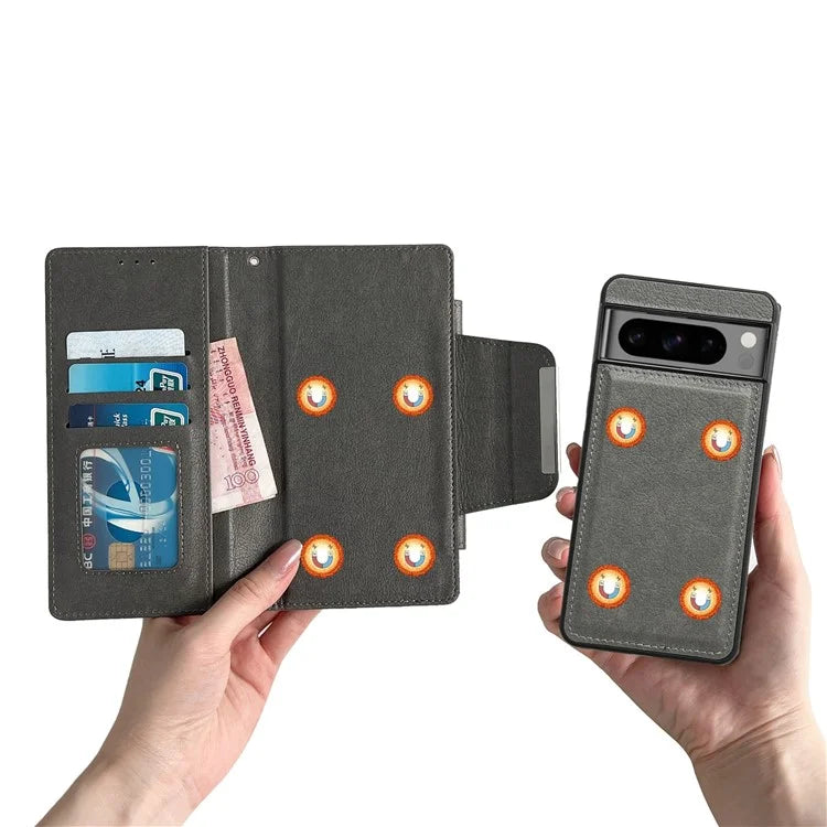 For Google Pixel 9 Pro XL Case Wallet PU Leather Detachable 2-in-1 Design Smart Phone Cover