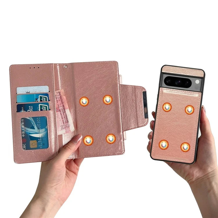 For Google Pixel 9 Pro XL Case Wallet PU Leather Detachable 2-in-1 Design Smart Phone Cover