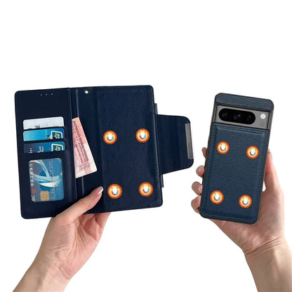 For Google Pixel 9 Pro XL Case Wallet PU Leather Detachable 2-in-1 Design Smart Phone Cover