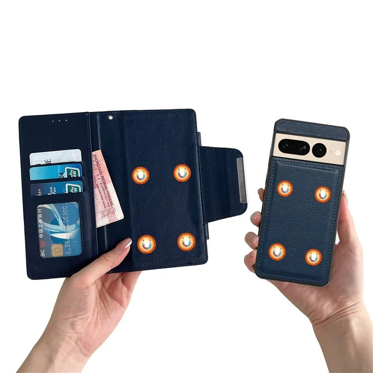 For Google Pixel 7 Pro 5G Leather Case Detachable 2-in-1 Design Stand Wallet Phone Cover