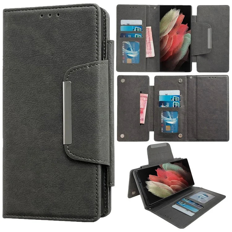 For Samsung Galaxy S21 Ultra 5G Wallet Phone Case Detachable 2-in-1 Design Leather Flip Cover