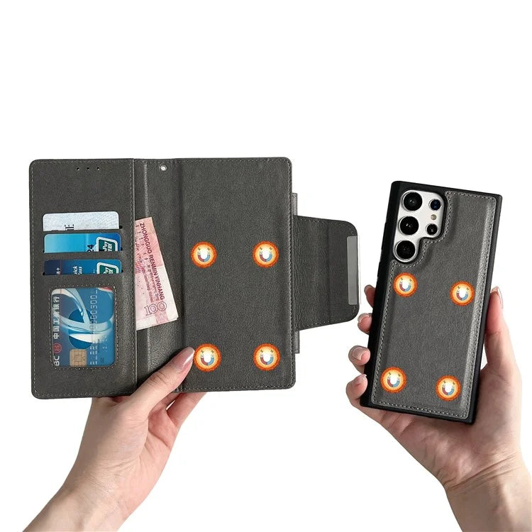 For Samsung Galaxy S21 Ultra 5G Wallet Phone Case Detachable 2-in-1 Design Leather Flip Cover