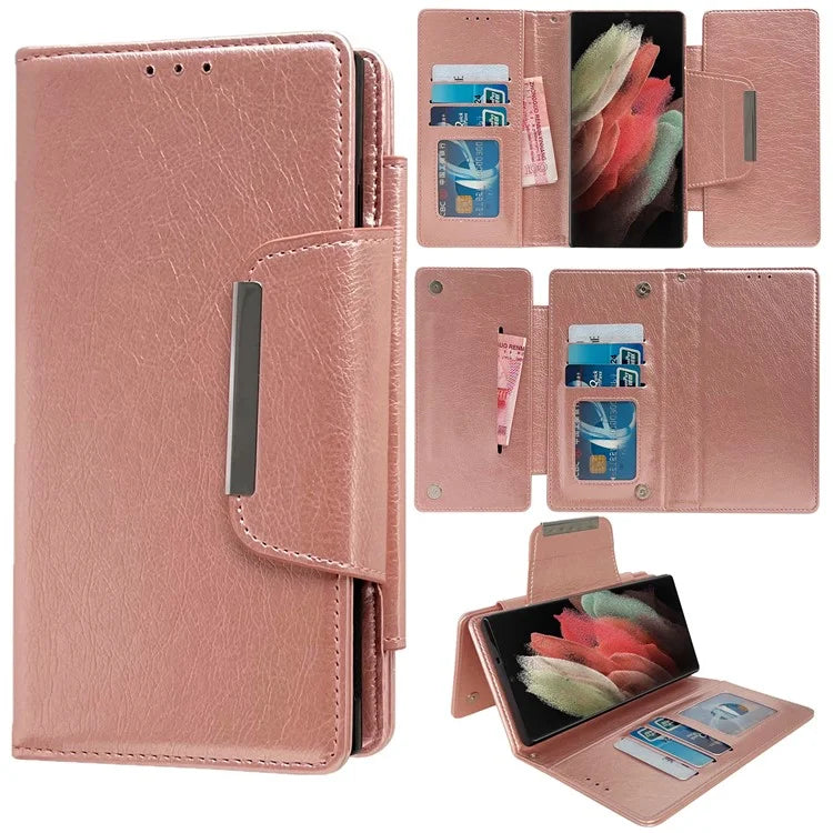 For Samsung Galaxy S21 Ultra 5G Wallet Phone Case Detachable 2-in-1 Design Leather Flip Cover