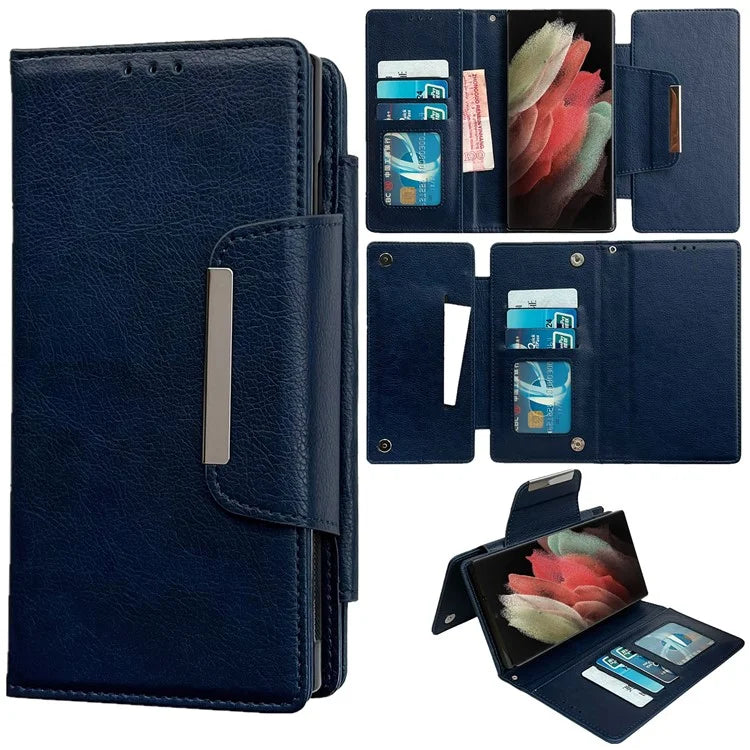For Samsung Galaxy S21 Ultra 5G Wallet Phone Case Detachable 2-in-1 Design Leather Flip Cover