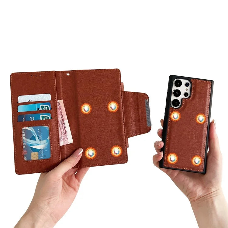 For Samsung Galaxy S21 Ultra 5G Wallet Phone Case Detachable 2-in-1 Design Leather Flip Cover