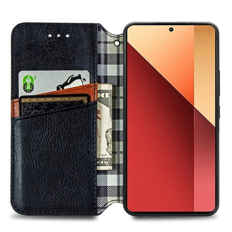 For Xiaomi Redmi Note 13 Pro 4G / Poco M6 Pro 4G Phone Case Rhombus Leather Wallet Cover