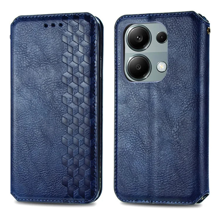 For Xiaomi Redmi Note 13 Pro 4G / Poco M6 Pro 4G Phone Case Rhombus Leather Wallet Cover