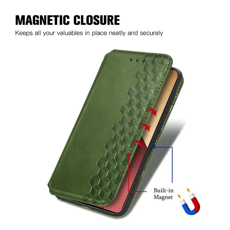 For Xiaomi Redmi Note 13 Pro 4G / Poco M6 Pro 4G Phone Case Rhombus Leather Wallet Cover