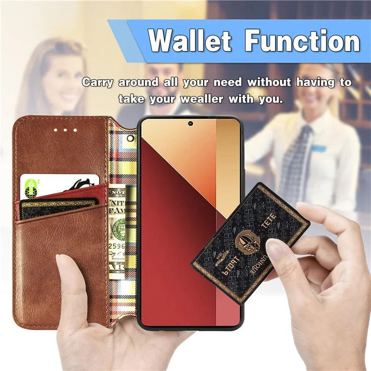 For Xiaomi Redmi Note 13 Pro 4G / Poco M6 Pro 4G Phone Case Rhombus Leather Wallet Cover