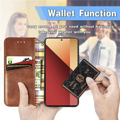 For Xiaomi Redmi Note 13 Pro 4G / Poco M6 Pro 4G Phone Case Rhombus Leather Wallet Cover