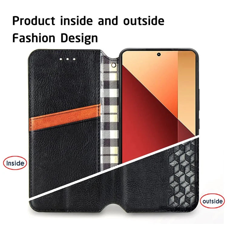 For Xiaomi Redmi Note 13 Pro 4G / Poco M6 Pro 4G Phone Case Rhombus Leather Wallet Cover