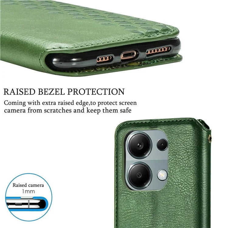 For Xiaomi Redmi Note 13 Pro 4G / Poco M6 Pro 4G Phone Case Rhombus Leather Wallet Cover