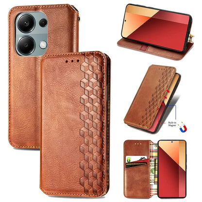 For Xiaomi Redmi Note 13 Pro 4G / Poco M6 Pro 4G Phone Case Rhombus Leather Wallet Cover