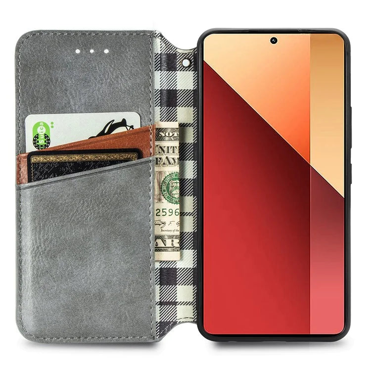 For Xiaomi Redmi Note 13 Pro 4G / Poco M6 Pro 4G Phone Case Rhombus Leather Wallet Cover