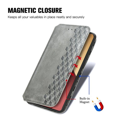 For Xiaomi Redmi Note 13 Pro 4G / Poco M6 Pro 4G Phone Case Rhombus Leather Wallet Cover