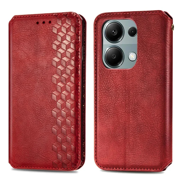 For Xiaomi Redmi Note 13 Pro 4G / Poco M6 Pro 4G Phone Case Rhombus Leather Wallet Cover
