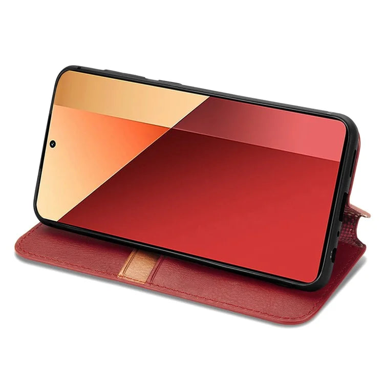 For Xiaomi Redmi Note 13 Pro 4G / Poco M6 Pro 4G Phone Case Rhombus Leather Wallet Cover