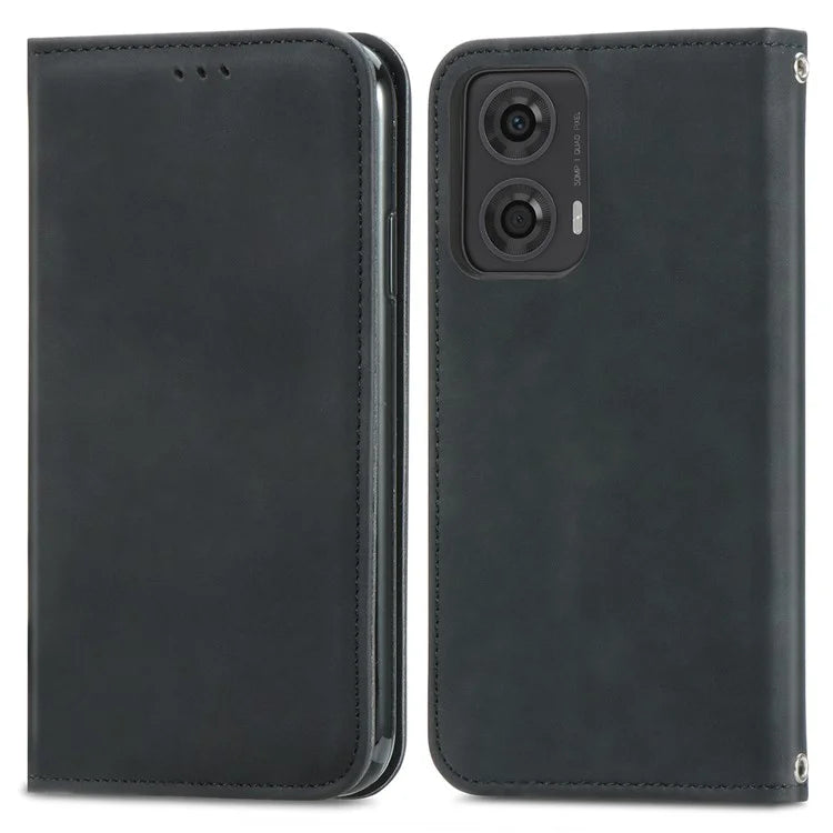 For Motorola Moto E14 4G / G04 4G / G04s 4G / G24 4G Case PU Leather Skin-Touch Stand Phone Cover