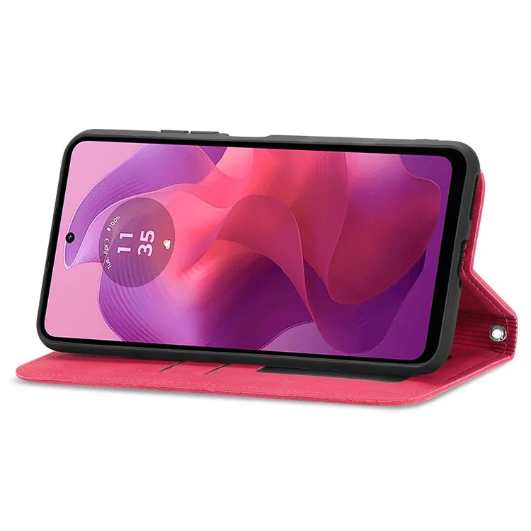 For Motorola Moto E14 4G / G04 4G / G04s 4G / G24 4G Case PU Leather Skin-Touch Stand Phone Cover