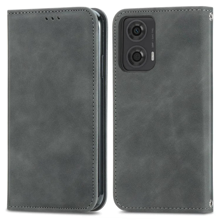 For Motorola Moto E14 4G / G04 4G / G04s 4G / G24 4G Case PU Leather Skin-Touch Stand Phone Cover