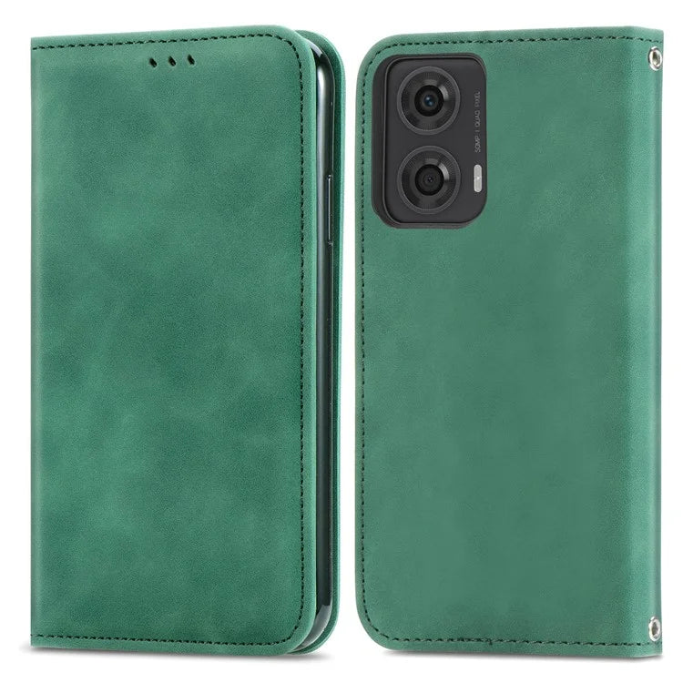 For Motorola Moto E14 4G / G04 4G / G04s 4G / G24 4G Case PU Leather Skin-Touch Stand Phone Cover