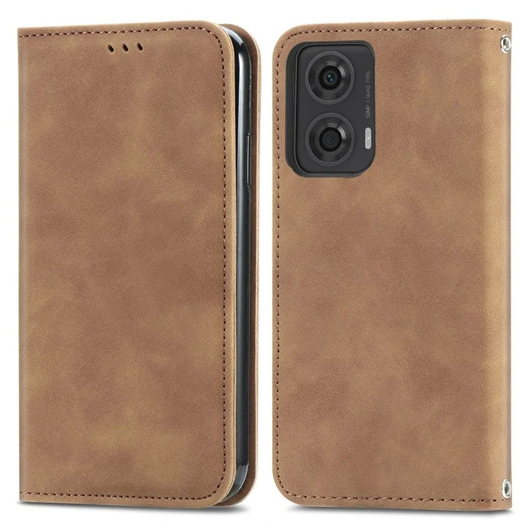 For Motorola Moto E14 4G / G04 4G / G04s 4G / G24 4G Case PU Leather Skin-Touch Stand Phone Cover