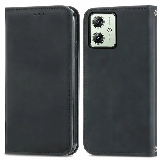For Motorola Moto G54 5G Magnetic Case Skin-touch Wallet Stand PU Leather Phone Cover