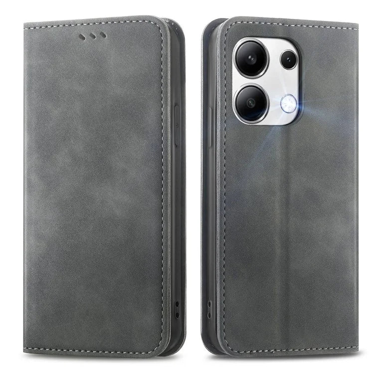 For Xiaomi Redmi Note 13 4G Case PU Leather Fully Wrapped Skin-touch Phone Cover