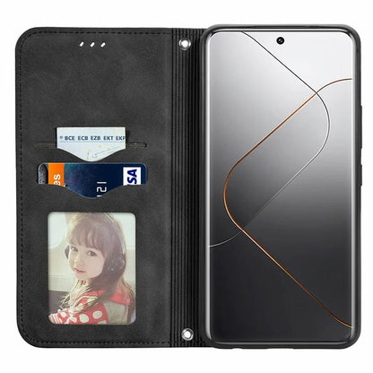 For Xiaomi 14 Pro Case Skin-Touch PU Leather Folio Flip Cover Retro Stand Phone Shell