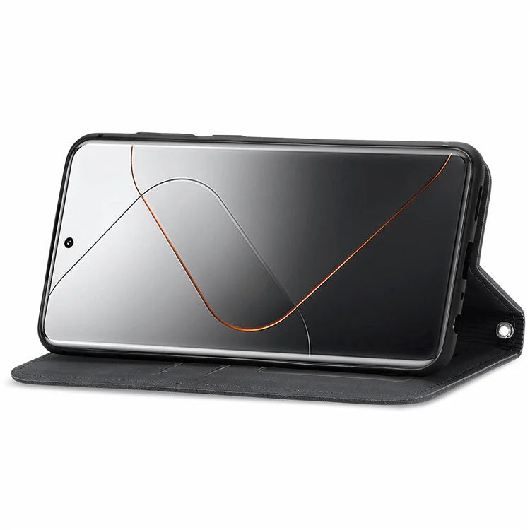 For Xiaomi 14 Pro Case Skin-Touch PU Leather Folio Flip Cover Retro Stand Phone Shell