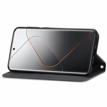 For Xiaomi 14 Pro Case Skin-Touch PU Leather Folio Flip Cover Retro Stand Phone Shell