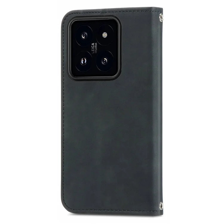For Xiaomi 14 Pro Case Skin-Touch PU Leather Folio Flip Cover Retro Stand Phone Shell