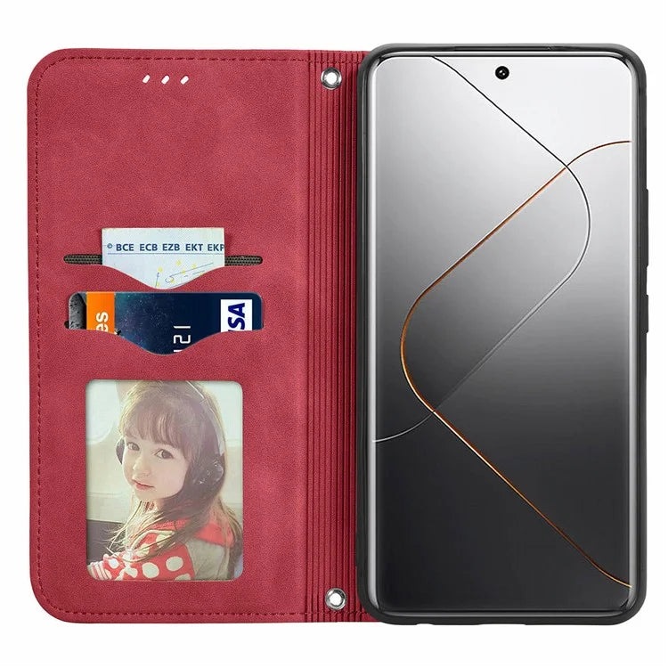 For Xiaomi 14 Pro Case Skin-Touch PU Leather Folio Flip Cover Retro Stand Phone Shell
