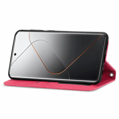 For Xiaomi 14 Pro Case Skin-Touch PU Leather Folio Flip Cover Retro Stand Phone Shell