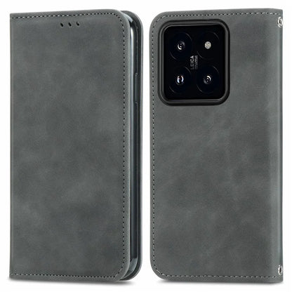 For Xiaomi 14 Pro Case Skin-Touch PU Leather Folio Flip Cover Retro Stand Phone Shell