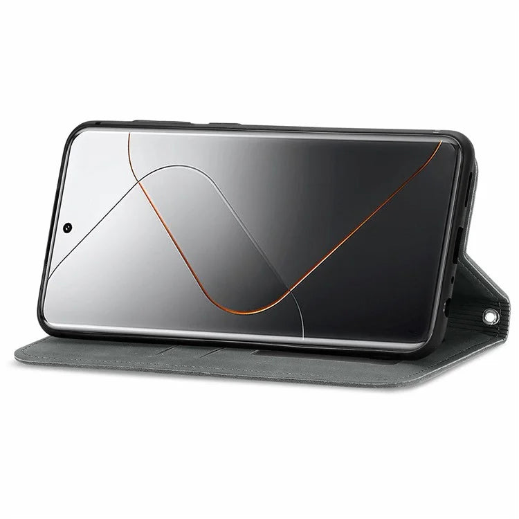 For Xiaomi 14 Pro Case Skin-Touch PU Leather Folio Flip Cover Retro Stand Phone Shell