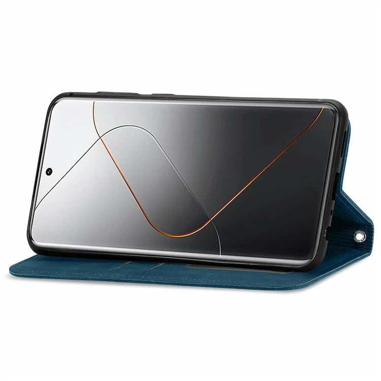 For Xiaomi 14 Pro Case Skin-Touch PU Leather Folio Flip Cover Retro Stand Phone Shell