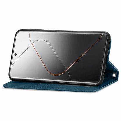 For Xiaomi 14 Pro Case Skin-Touch PU Leather Folio Flip Cover Retro Stand Phone Shell