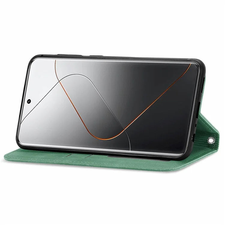 For Xiaomi 14 Pro Case Skin-Touch PU Leather Folio Flip Cover Retro Stand Phone Shell