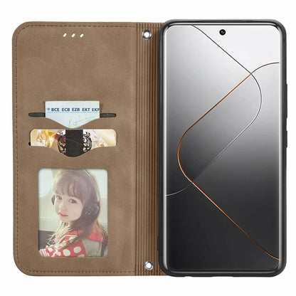 For Xiaomi 14 Pro Case Skin-Touch PU Leather Folio Flip Cover Retro Stand Phone Shell