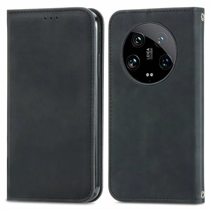 For Xiaomi 14 Ultra Magnetic Case PU Leather Skin-touch Phone Stand Cover