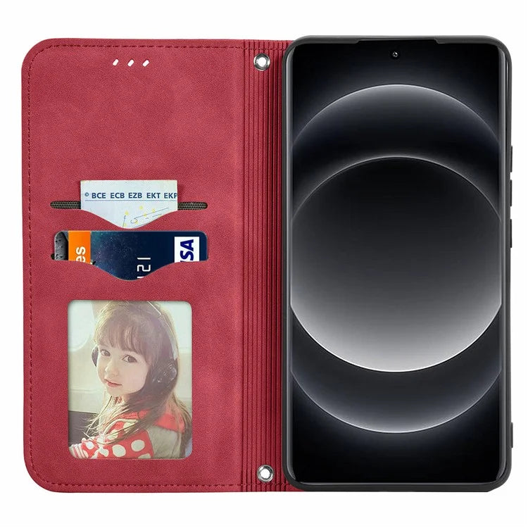 For Xiaomi 14 Ultra Magnetic Case PU Leather Skin-touch Phone Stand Cover