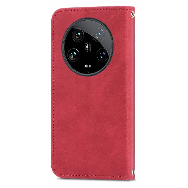 For Xiaomi 14 Ultra Magnetic Case PU Leather Skin-touch Phone Stand Cover