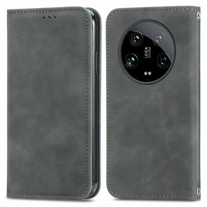 For Xiaomi 14 Ultra Magnetic Case PU Leather Skin-touch Phone Stand Cover