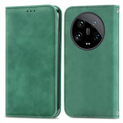 For Xiaomi 14 Ultra Magnetic Case PU Leather Skin-touch Phone Stand Cover